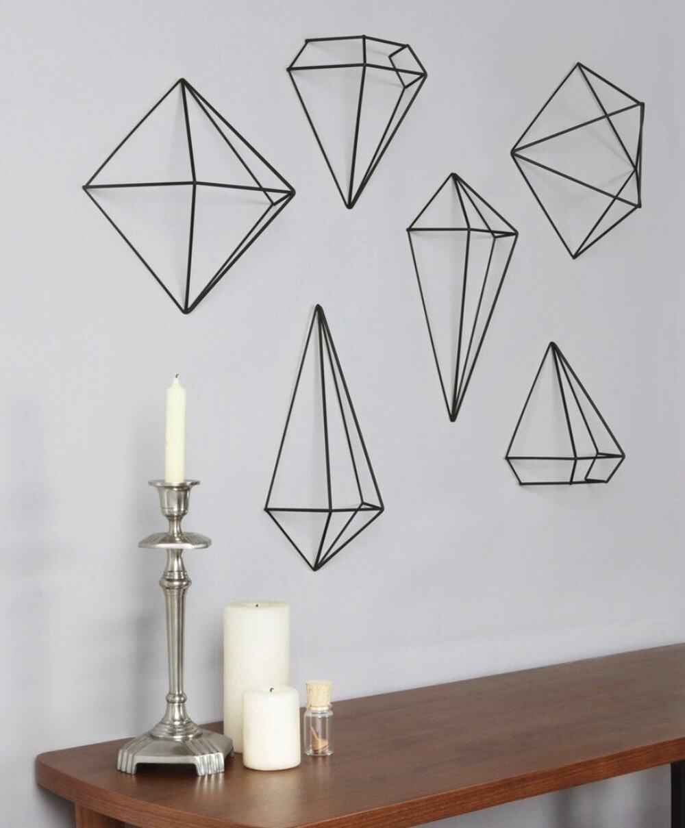 Umbra Prisma Geometric Metal Wall Decor (Set of 6), Black